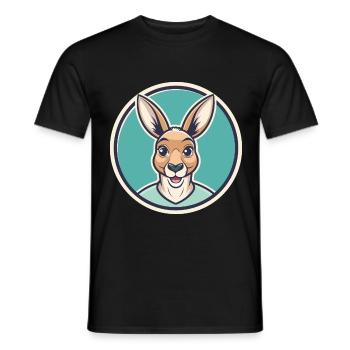 Kangourou Kawaii Dessin animé Personnage Animal Visage D’animal - T-shirt homme - noir - Devant - AI Model Male 178 light (178cm)