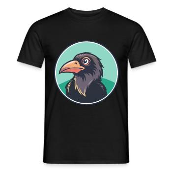 Raven Kawaii Cartoon Character Animal Pet Face - Men's T-Shirt - black - Front - AI Model Male 178 light (178cm)