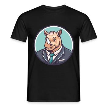 rhinocéros kawaii dessin animé personnage animal visage d’animal de compagnie - T-shirt homme - noir - Devant - AI Model Male 178 light (178cm)