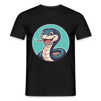 Serpent Kawaii Dessin animé Personnage Animal Animal Visage - T-shirt homme - noir - Devant - AI Model Male 178 light (178cm)
