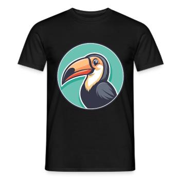 Toucan Kawaii Cartoon Character Animal Pet Face - Men's T-Shirt - black - Front - AI Model Male 178 light (178cm)