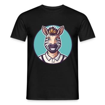 Zebra Kawaii Cartoon Character Animal Pet Face - Men's T-Shirt - black - Front - AI Model Male 178 light (178cm)