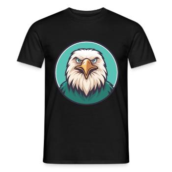 Eagle Kawaii Cartoon Character Animal Pet Face - Men's T-Shirt - black - Front - AI Model Male 178 light (178cm)