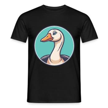 oie kawaii dessin animé personnage animal visage d’animal - T-shirt homme - noir - Devant - AI Model Male 178 light (178cm)