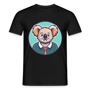 Koala Kawaii Dessin animé Personnage Animal Animal Visage - T-shirt homme - noir - Devant - AI Model Male 178 light (178cm)