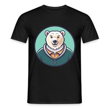 Eisbär Kawaii Cartoon Figur Tier Gesicht - Männer T-Shirt - Schwarz - Vorne - AI Model Male 178 light (178cm)