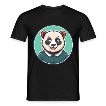 Panda Kawaii Cartoon Character Animal Pet Face - Men's T-Shirt - black - Front - AI Model Male 178 light (178cm)