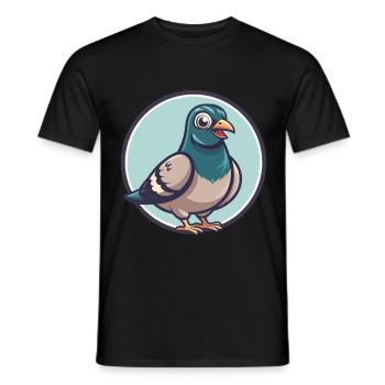 Taube Kawaii Cartoon Figur Tier Haustier Gesicht - Männer T-Shirt - Schwarz - Vorne - AI Model Male 178 light (178cm)