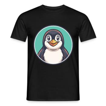 Pingouin Kawaii Dessin animé Personnage Animal Visage D’animal - T-shirt homme - noir - Devant - AI Model Male 178 light (178cm)