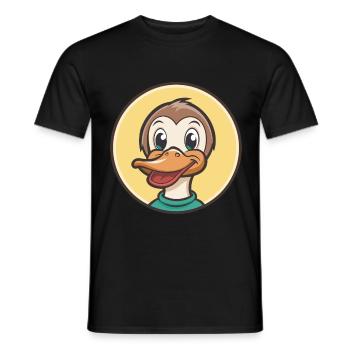 Canard Kawaii Dessin animé Personnage Animal Animal Visage - T-shirt homme - noir - Devant - AI Model Male 178 light (178cm)