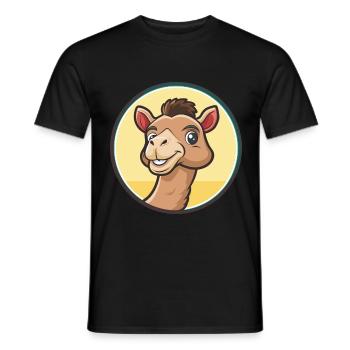 Camel Kawaii Cartoon Character Animal Pet Face - Men's T-Shirt - black - Front - AI Model Male 178 light (178cm)