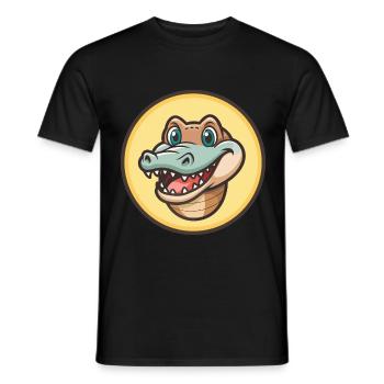 Crocodile Kawaii Dessin animé Personnage Animal Animal Visage - T-shirt homme - noir - Devant - AI Model Male 178 light (178cm)