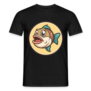 Fish Kawaii Cartoon Character Animal Pet Face - Men's T-Shirt - black - Front - AI Model Male 178 light (178cm)