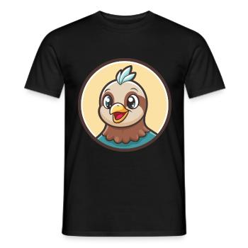 Dove Kawaii Cartoon Character Animal Pet Face - Men's T-Shirt - black - Front - AI Model Male 178 light (178cm)