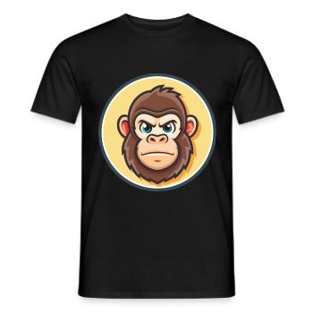 Gorilla Kawaii Cartoon Figur Tier Haustier Gesicht - Männer T-Shirt - Schwarz - Vorne - AI Model Male 178 light (178cm)
