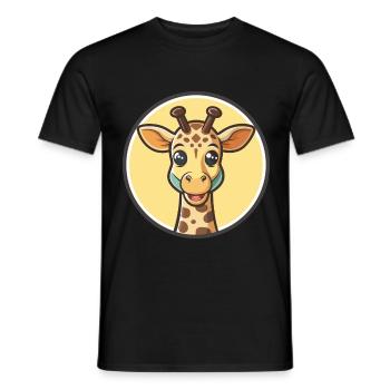 Girafe Kawaii Dessin animé Personnage Animal Visage D’animal - T-shirt homme - noir - Devant - AI Model Male 178 light (178cm)
