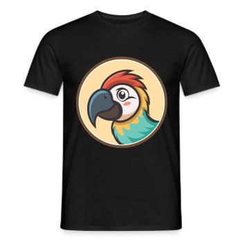 Perroquet Kawaii Dessin animé Personnage Animal Animal Visage - T-shirt homme - noir - Devant - AI Model Male 178 light (178cm)