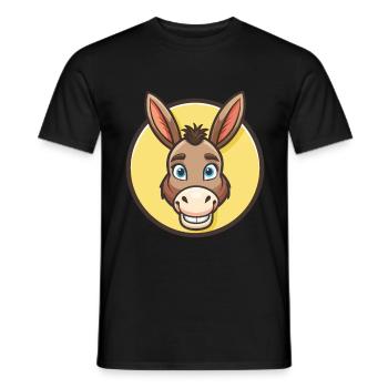 Âne Kawaii Dessin Animé Personnage Animal Visage D’animal - T-shirt homme - noir - Devant - AI Model Male 178 light (178cm)