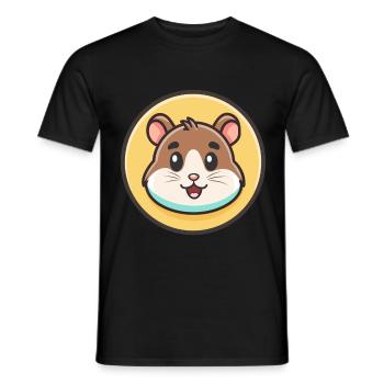 Hamster Kawaii Cartoon Figur Tier Haustier Gesicht - Männer T-Shirt - Schwarz - Vorne - AI Model Male 178 light (178cm)