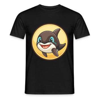 Orca Kawaii Dessin animé Personnage Animal Animal Visage - T-shirt homme - noir - Devant - AI Model Male 178 light (178cm)