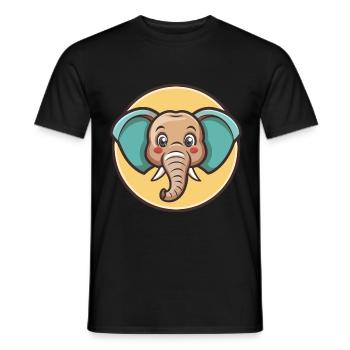 Elephant Kawaii Cartoon Character Animal Pet Face - Men's T-Shirt - black - Front - AI Model Male 178 light (178cm)