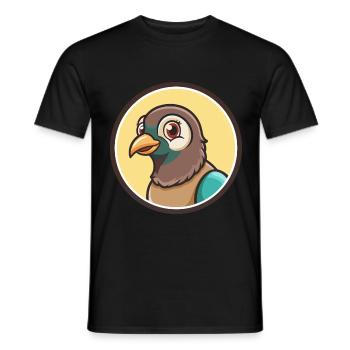Taube Kawaii Cartoon Figur Tier Haustier Gesicht - Männer T-Shirt - Schwarz - Vorne - AI Model Male 178 light (178cm)