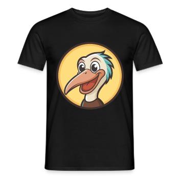 Pelican Kawaii Cartoon Character Animal Pet Face - Men's T-Shirt - black - Front - AI Model Male 178 light (178cm)