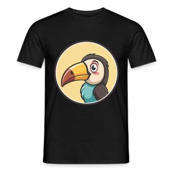 Toucan Kawaii Cartoon Character Animal Pet Face - Men's T-Shirt - black - Front - AI Model Male 178 light (178cm)