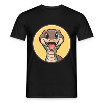 Serpent Kawaii Dessin animé Personnage Animal Animal Visage - T-shirt homme - noir - Devant - AI Model Male 178 light (178cm)
