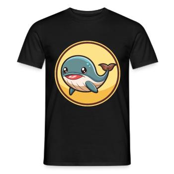 Wal Kawaii Cartoon Figur Tier Haustier Gesicht - Männer T-Shirt - Schwarz - Vorne - AI Model Male 178 light (178cm)