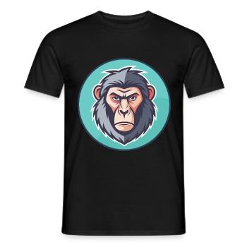 Pavian Kawaii Cartoon Figur Tier Haustier Gesicht - Männer T-Shirt - Schwarz - Vorne - AI Model Male 178 light (178cm)
