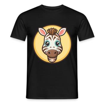 Zebra Kawaii Cartoon Character Animal Pet Face - Men's T-Shirt - black - Front - AI Model Male 178 light (178cm)