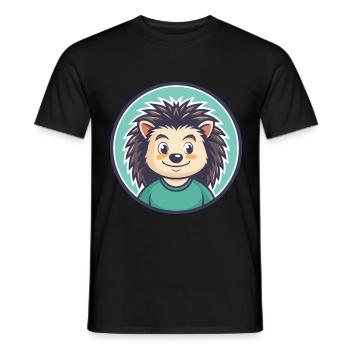 Igel Kawaii Cartoon Figur Tier Haustier Gesicht - Männer T-Shirt - Schwarz - Vorne - AI Model Male 178 light (178cm)