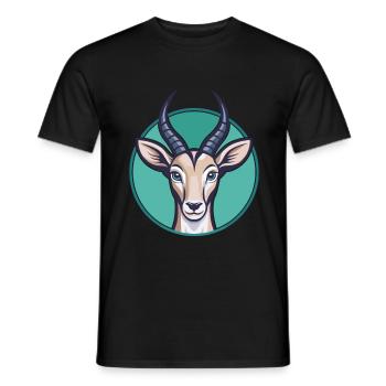 Antilope Kawaii Cartoon Figur Tier Haustier Gesicht - Männer T-Shirt - Schwarz - Vorne - AI Model Male 178 light (178cm)