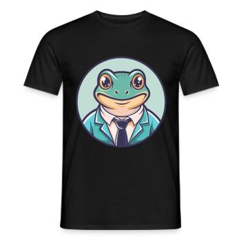 Frog Kawaii Cartoon Character Animal Pet Face - Men's T-Shirt - black - Front - AI Model Male 178 light (178cm)