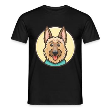 Berger Picard Chien Race Dessin animé Kawaii Clipart Animal de compagnie - T-shirt homme - noir - Devant - AI Model Male 178 light (178cm)