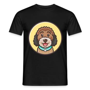 Chien d’eau cantabrique race dessin animé Kawaii Clipart - T-shirt homme - noir - Devant - AI Model Male 178 light (178cm)