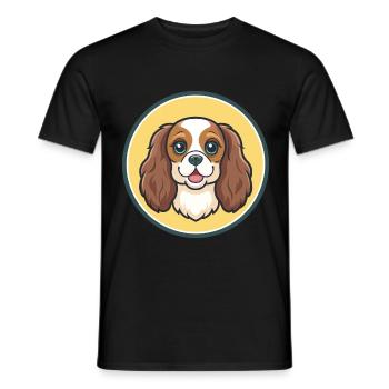 Dessin animé de la race de chien Cavalier King Charles Spaniel - T-shirt homme - noir - Devant - AI Model Male 178 light (178cm)