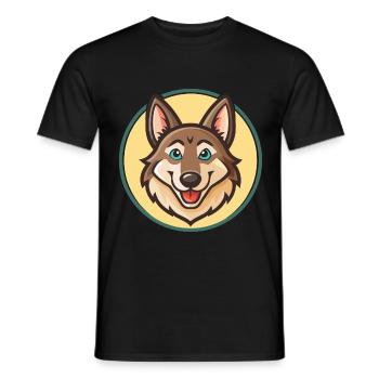 Chien-loup tchécoslovaque Race de chien Dessin animé Kawaii Pet - T-shirt homme - noir - Devant - AI Model Male 178 light (178cm)