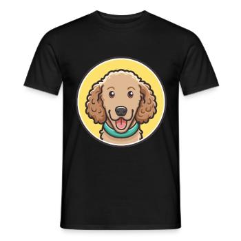 Curly Coated Retriever Dog Breed Cartoon Kawaii - Men's T-Shirt - black - Front - AI Model Male 178 light (178cm)
