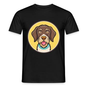 German Wirehaired Pointer Dog Breed Cartoon Kawaii - Men's T-Shirt - black - Front - AI Model Male 178 light (178cm)
