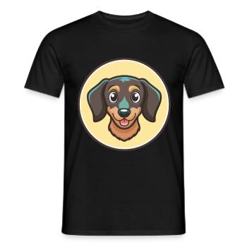 Miniature Dachshund Dog Breed Funny Cartoon Kawaii - Men's T-Shirt - black - Front - AI Model Male 178 light (178cm)