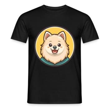 Japanese Spitz Dog Breed Cartoon Kawaii Clipart - Men's T-Shirt - black - Front - AI Model Male 178 light (178cm)