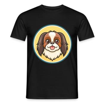 Japonais Menton Chien Race Dessin Animé Kawaii Clipart Animal de compagnie - T-shirt homme - noir - Devant - AI Model Male 178 light (178cm)