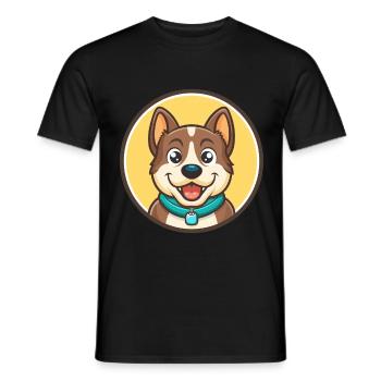 Kars race de chien dessin animé Kawaii Clipart Illustration - T-shirt homme - noir - Devant - AI Model Male 178 light (178cm)