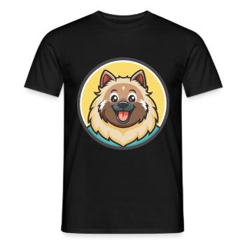 Keeshond Dog Breed Colorful Cartoon Kawaii Clipart - Men's T-Shirt - black - Front - AI Model Male 178 light (178cm)