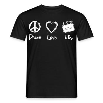 Peace Love 80s - Men's T-Shirt - black - Front - AI Model Male 178 light (178cm)
