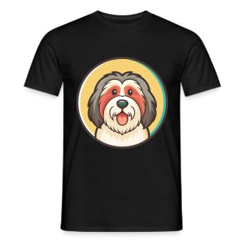 Polish Lowland Sheepdog Dog Breed Cartoon Kawaii - Men's T-Shirt - black - Front - AI Model Male 178 light (178cm)