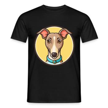Dessin animé kawaii de race de chien lévrier Rampur - T-shirt homme - noir - Devant - AI Model Male 178 light (178cm)