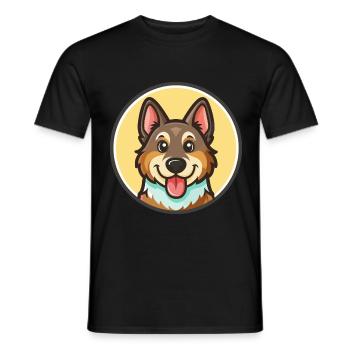 Saarlooswolfhond Hunderasse Cartoon Kawaii Clipart - Männer T-Shirt - Schwarz - Vorne - AI Model Male 178 light (178cm)